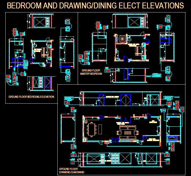 AutoCAD Electrical Layout for Bedrooms and Living Rooms